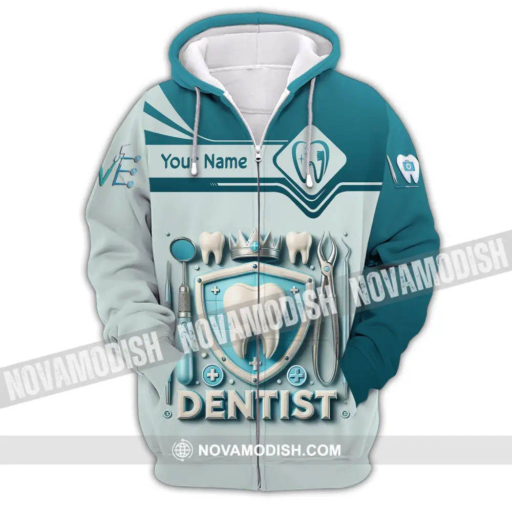 Unisex Shirt Custom Name Dentist Dental T-Shirt Gift For Zipper Hoodie / S T-Shirt