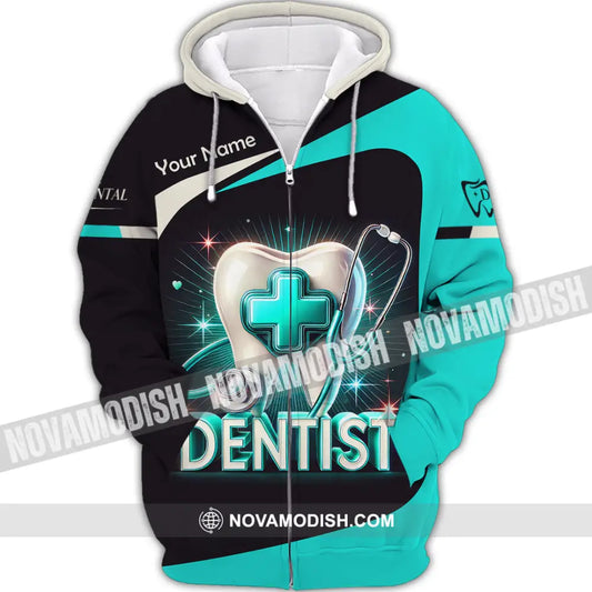 Unisex Shirt Custom Name Dentist Dental T-Shirt Gift For Zipper Hoodie / S T-Shirt