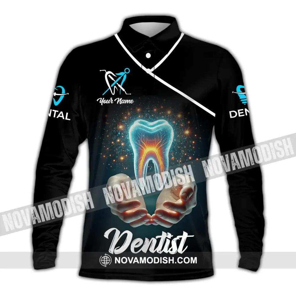 Unisex Shirt - Custom Name Dentist Long Sleeve Polo / S T-Shirt