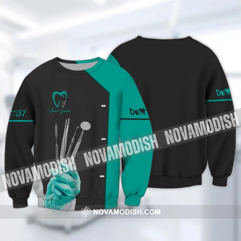 Unisex Shirt - Custom Name Dentist T-Shirt - Dentist Gloves - Gift For Dentists Long Sleeve / S T-shirt