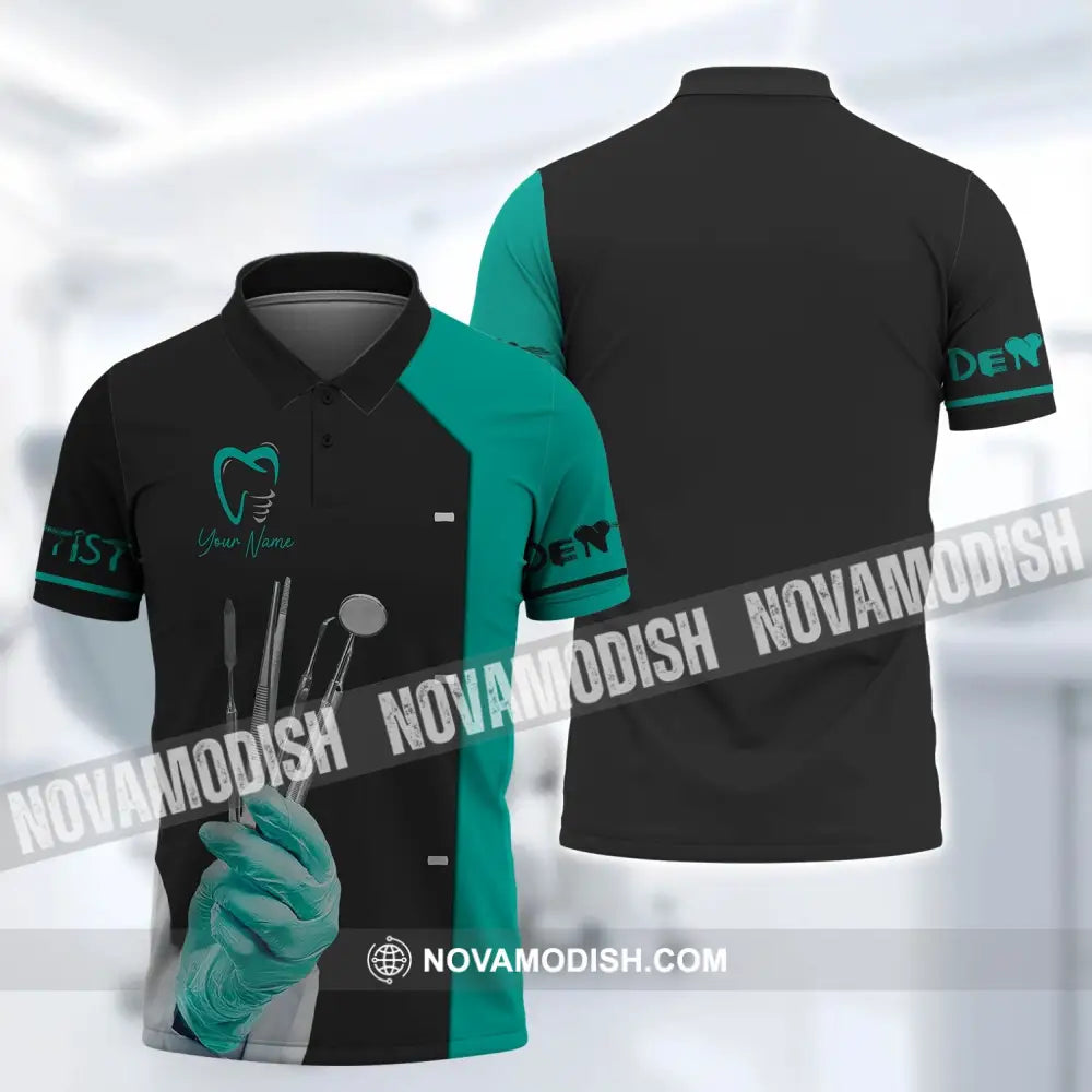 Unisex Shirt - Custom Name Dentist T-Shirt - Dentist Gloves - Gift For Dentists Polo Shirt / S T-shirt