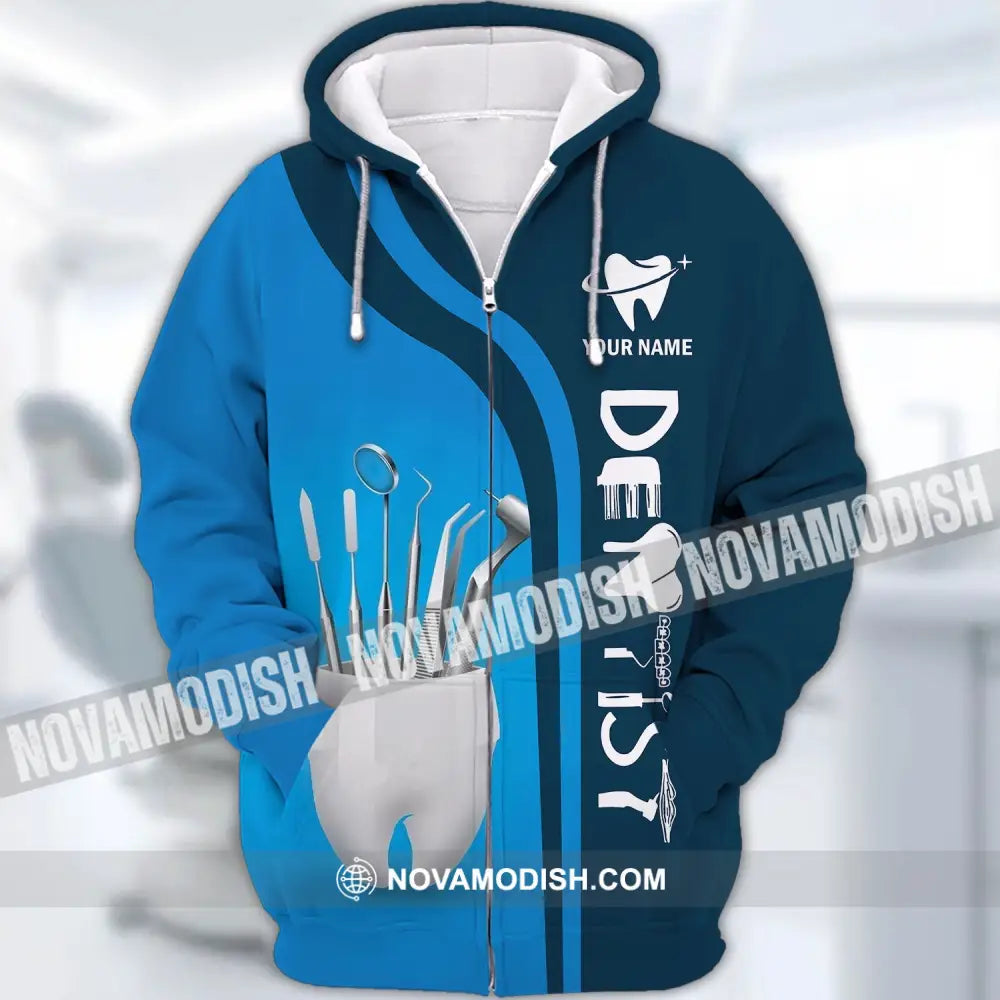 Unisex Shirt - Custom Name Dentist T-Shirt - Personalized Dentist Polo Shirt - Gift For Dentists Zipper Hoodie / S