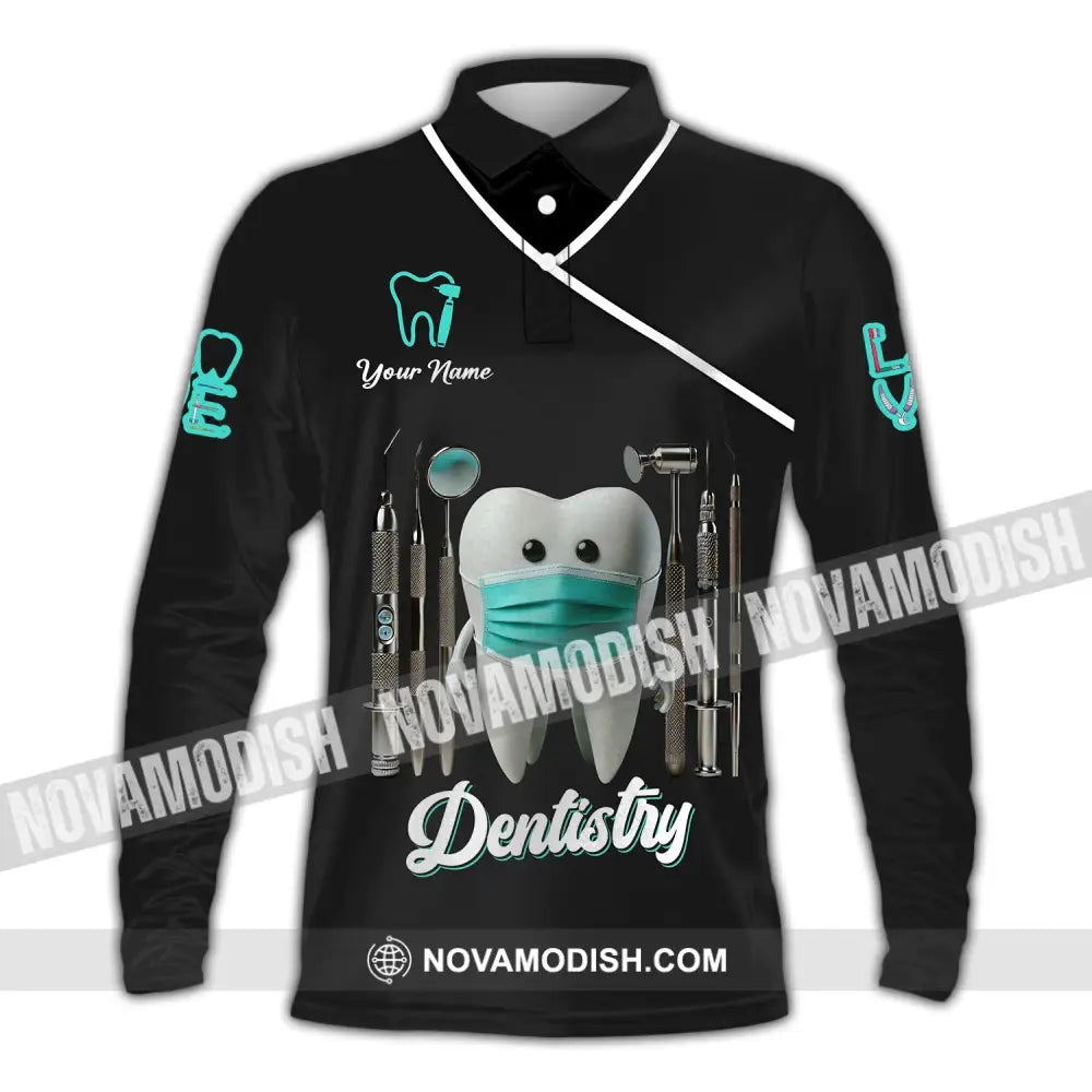 Unisex Shirt - Custom Name Dentistry Long Sleeve Polo / S T-Shirt