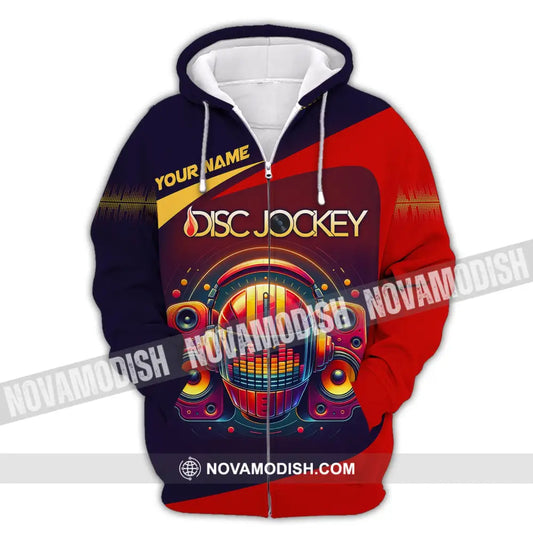Unisex Shirt Custom Name Disc Jockey Music Heart Dj Hoodie Polo Long Sleeve Zipper / S T-Shirt