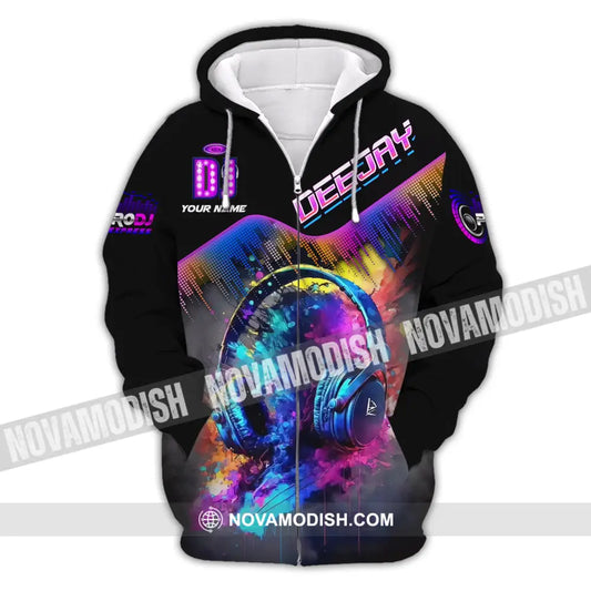 Unisex Shirt Custom Name Disc Jockey T-Shirt Deejay Gift For Dj Zipper Hoodie / S