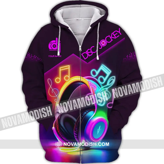 Unisex Shirt Custom Name Disc Jockey T-Shirt Dj Gift For Zipper Hoodie / S