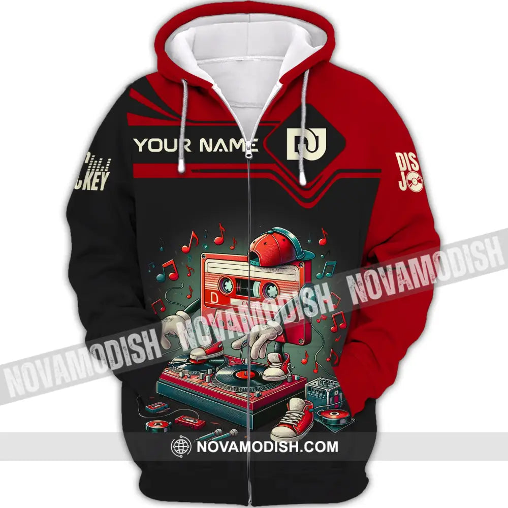 Unisex Shirt Custom Name Disc Jockey T-Shirt Dj Music Lover Gift Zipper Hoodie / S