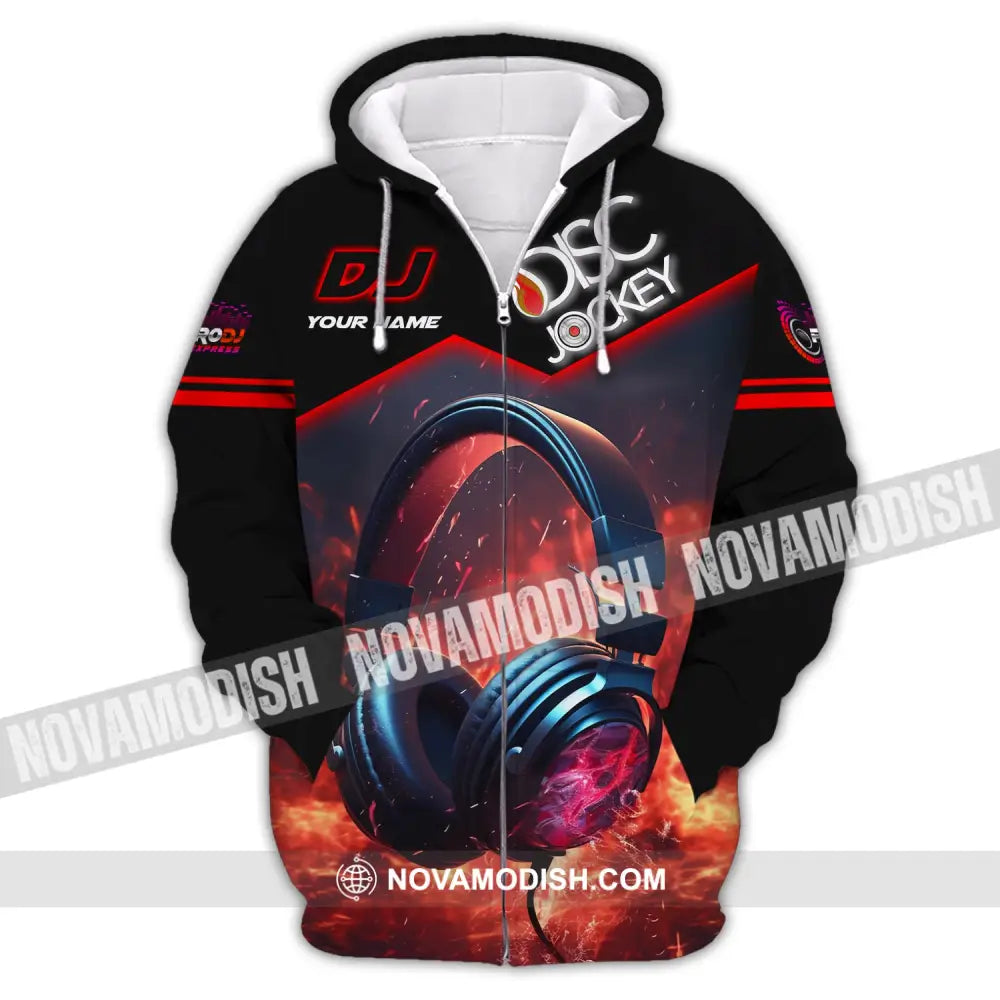 Unisex Shirt Custom Name Disc Jockey T-Shirt For Dj Zipper Hoodie / S