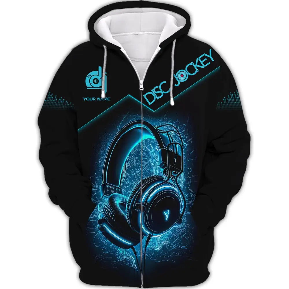 Unisex Shirt Custom Name Disc Jockey T-Shirt Gift For Dj Music Lover Zipper Hoodie / S