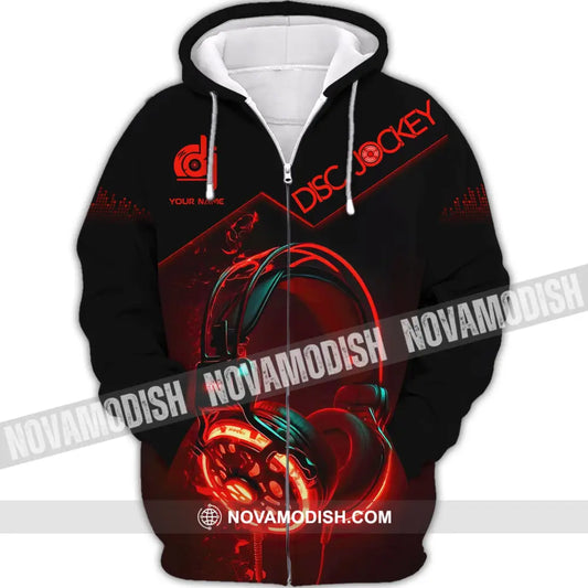 Unisex Shirt Custom Name Disc Jockey T-Shirt Music Lover Gift For Dj Zipper Hoodie / S
