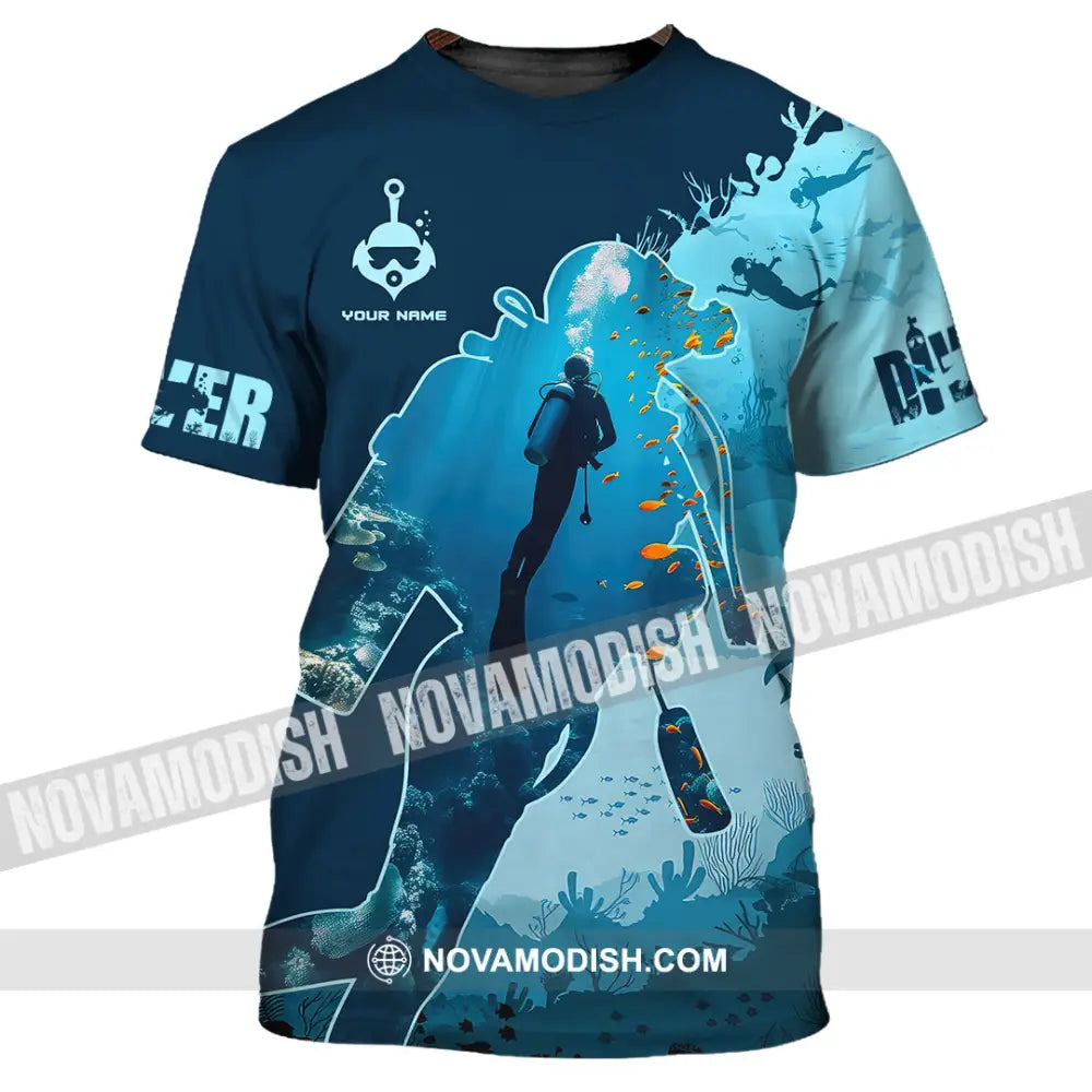 Unisex Shirt Custom Name Diver Diving Gift T-Shirt / S T-Shirt