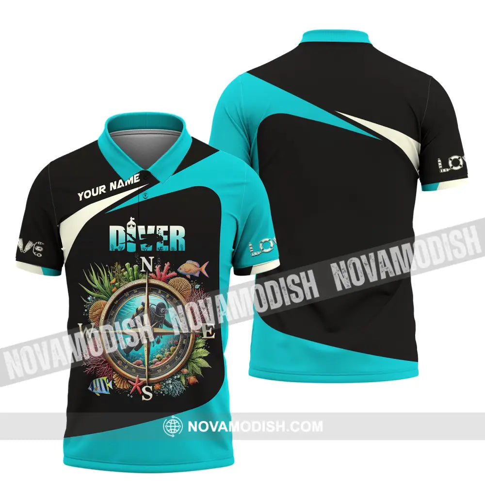 Unisex Shirt Custom Name Diver Diving Lover Apparel Gift For Divers Polo / S T-Shirt