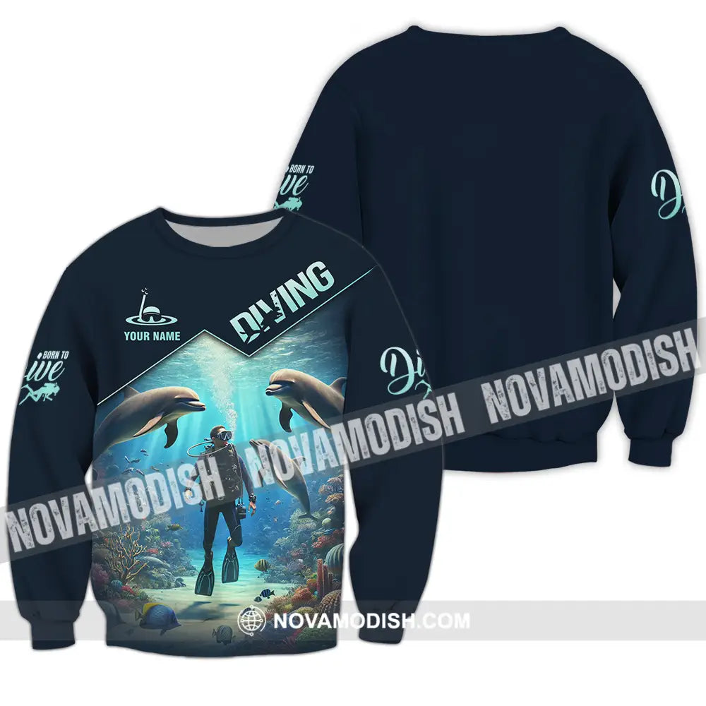 Unisex Shirt - Custom Name Diving Long Sleeve / S T-Shirt