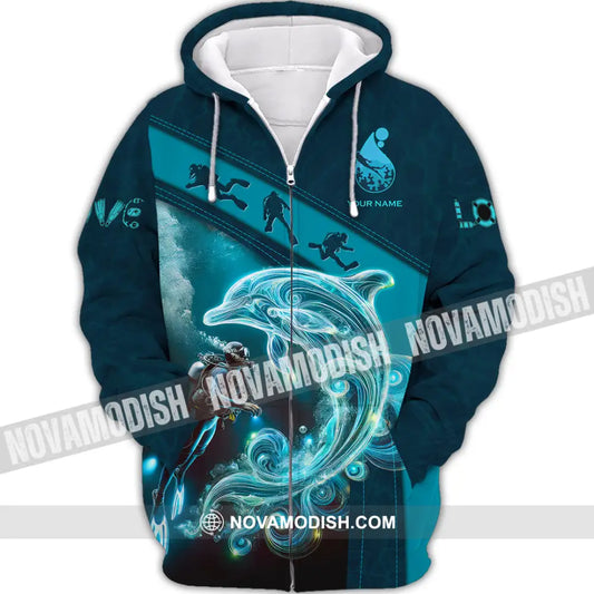 Unisex Shirt Custom Name Diving Lover Gift Zipper Hoodie / S T-Shirt