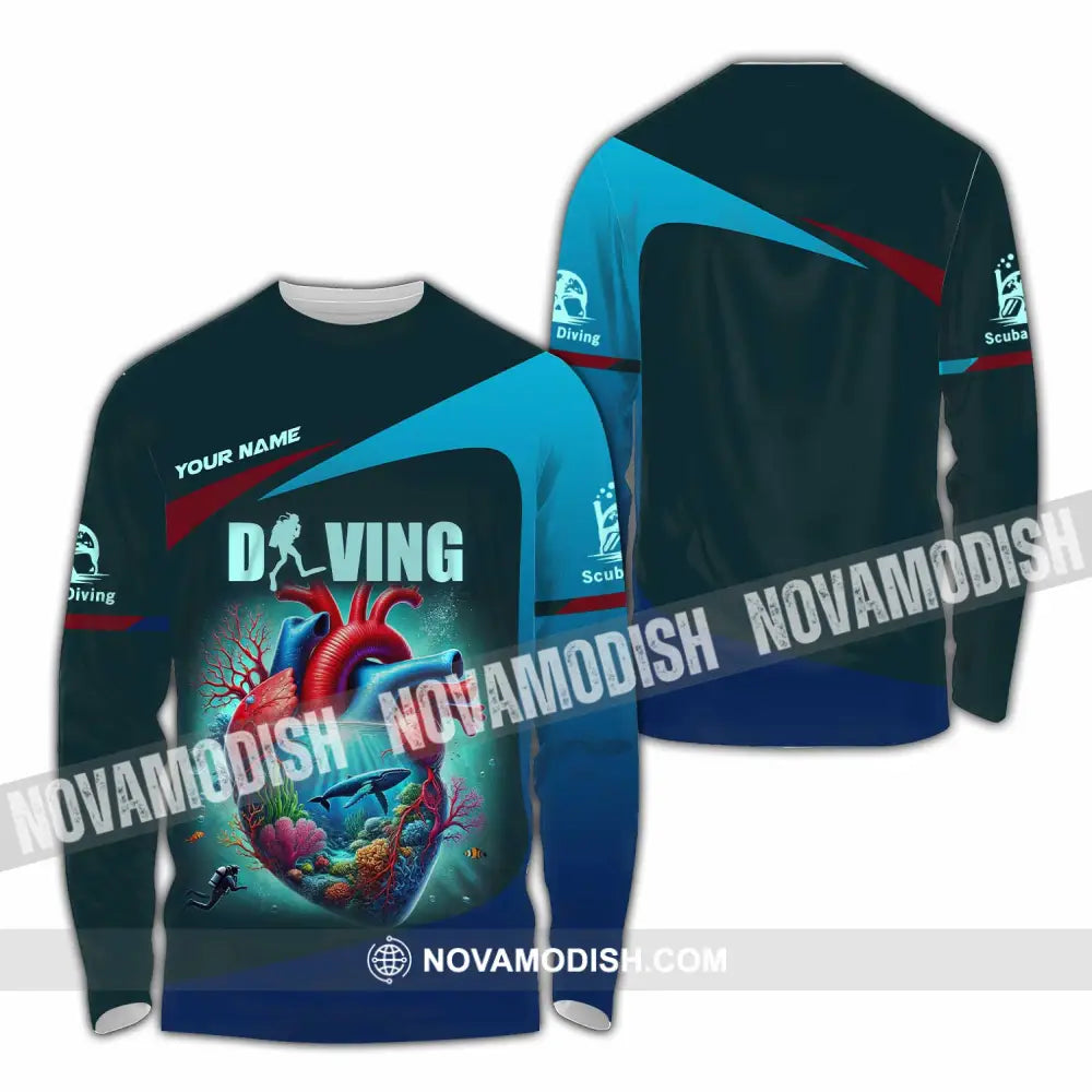 Unisex Shirt Custom Name Diving Polo Long Sleeve / S T-Shirt