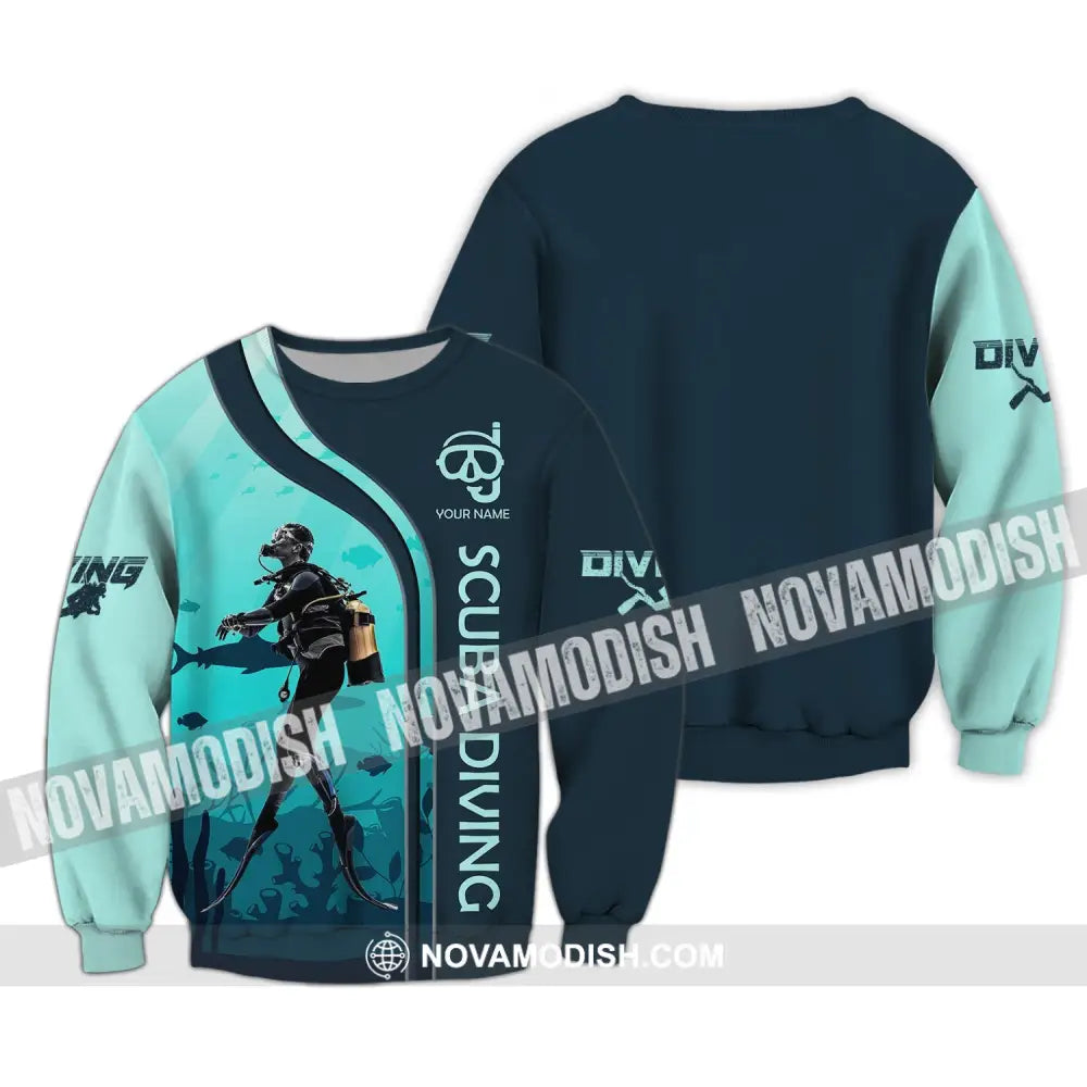 Unisex Shirt - Custom Name Diving T-Shirt - Personalized Scuba Diving Shirt - Dive Tee Long Sleeve / S T-shirt