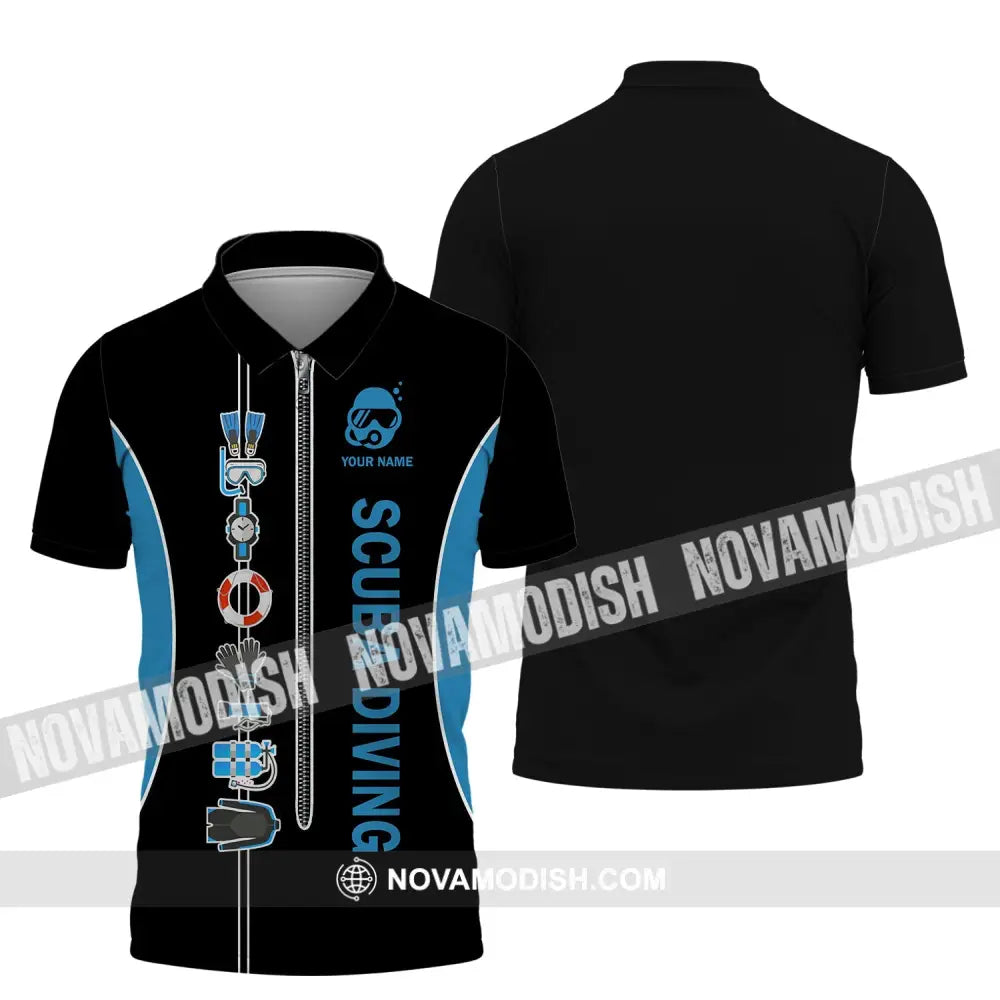 Unisex Shirt - Custom Name Diving T-Shirt - Personalized Shirt - Scuba Diver Gift Polo Shirt / S T-shirt