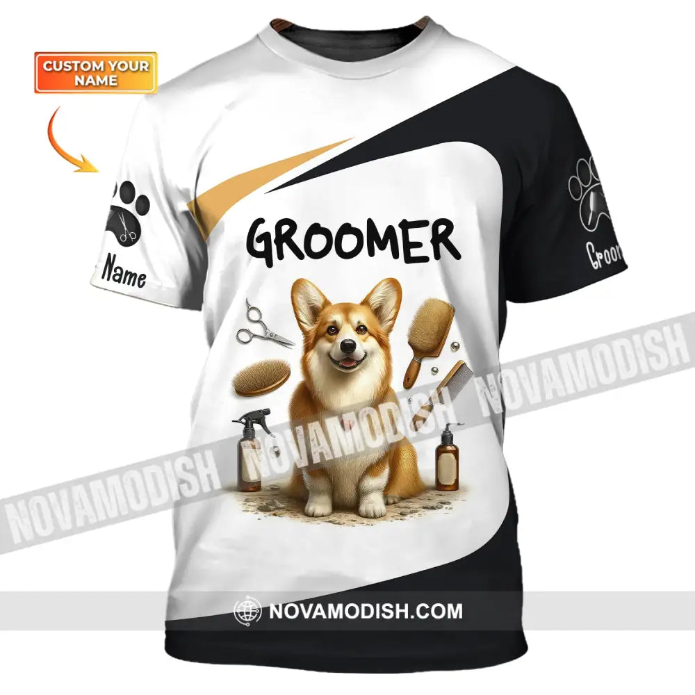 Unisex Shirt Custom Name Dog Groomer Grooming T-Shirt Groomers For