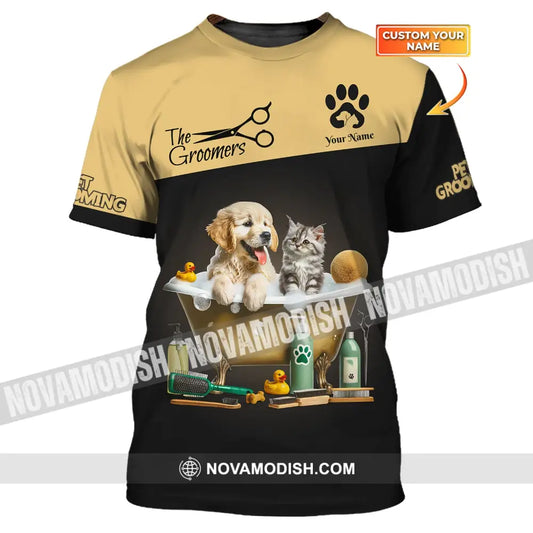 Unisex Shirt Custom Name Dog Groomer Grooming T-Shirt The Groomers For