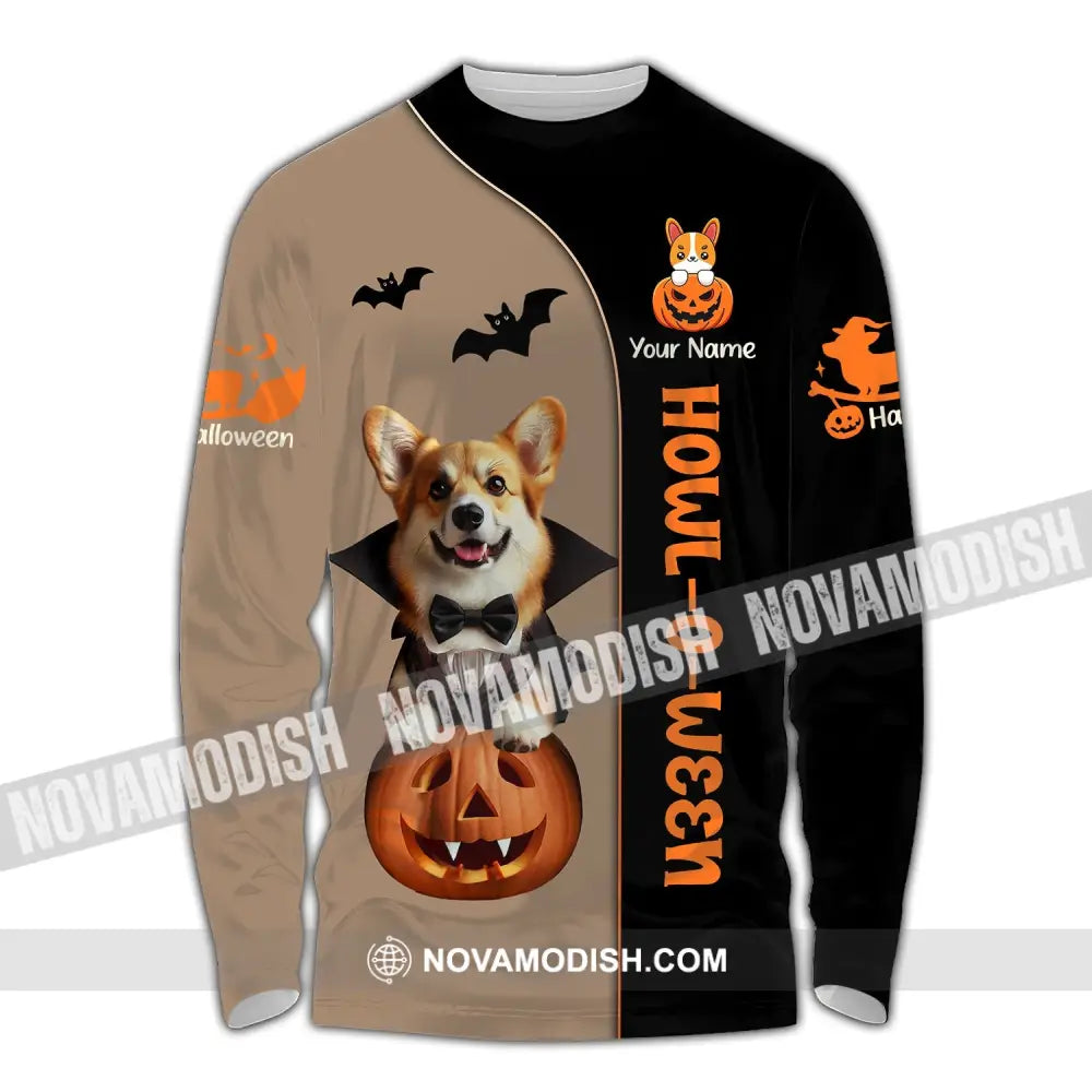 Unisex Shirt Custom Name Dog Halloween Pet T-Shirt Gift For Lover Long Sleeve / S T-Shirt