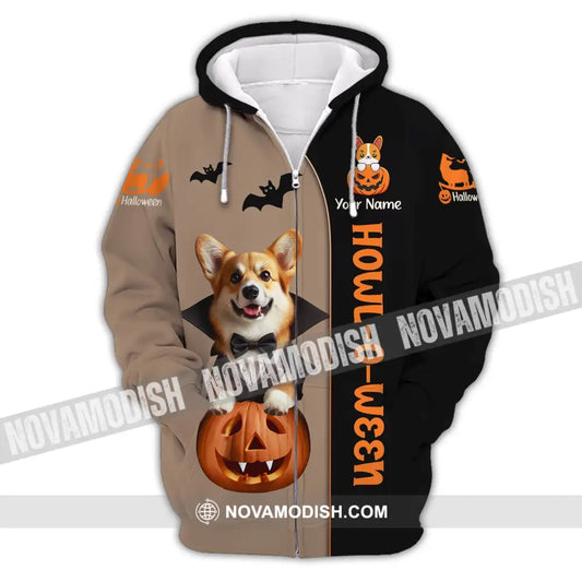 Unisex Shirt Custom Name Dog Halloween Pet T-Shirt Gift For Lover Zipper Hoodie / S T-Shirt