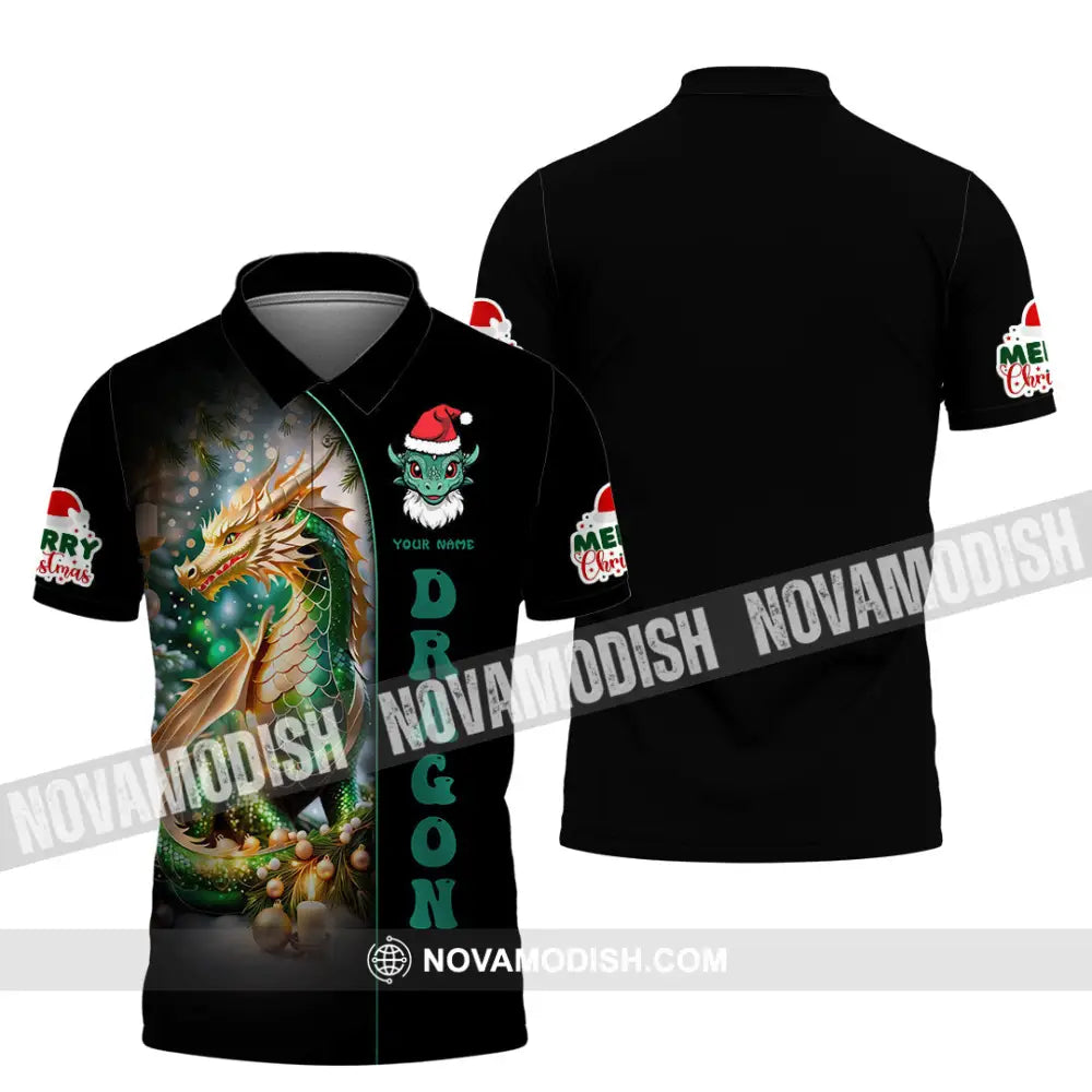 Unisex Shirt Custom Name Dragon Merry Christmas Gift Polo / S T-Shirt