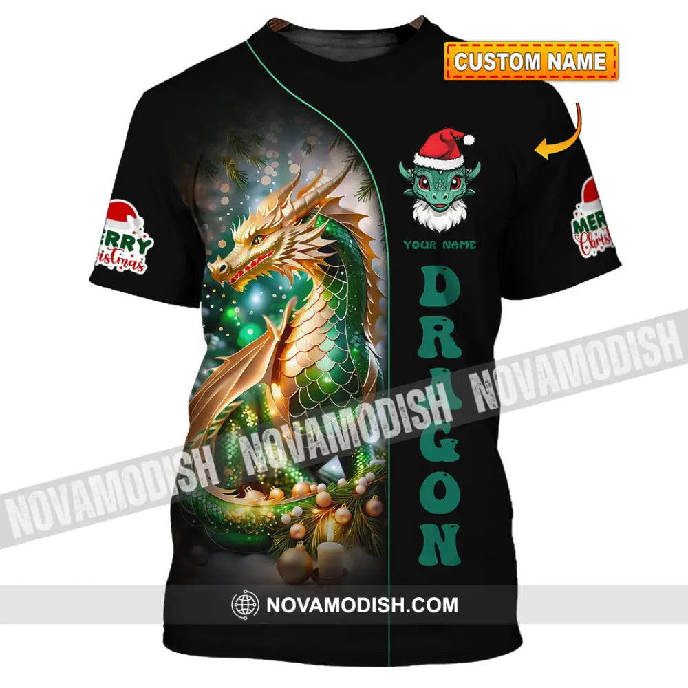 Unisex Shirt Custom Name Dragon Merry Christmas Gift T-Shirt