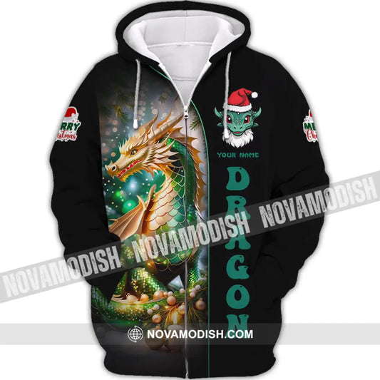 Unisex Shirt Custom Name Dragon Merry Christmas Gift Zipper Hoodie / S T-Shirt