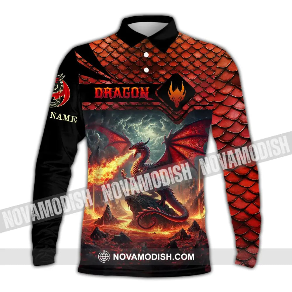 Unisex Shirt Custom Name Dragon T-Shirt Hoodie Long Sleeve Polo / S T-Shirt