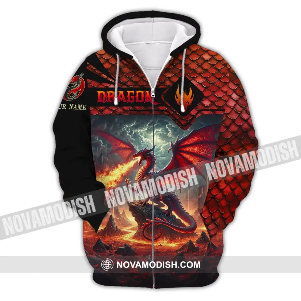 Unisex Shirt Custom Name Dragon T-Shirt Hoodie Long Sleeve Zipper / S T-Shirt