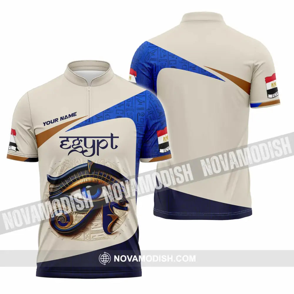 Unisex Shirt Custom Name Egypt Lover Gift Zipper Polo / S T-Shirt