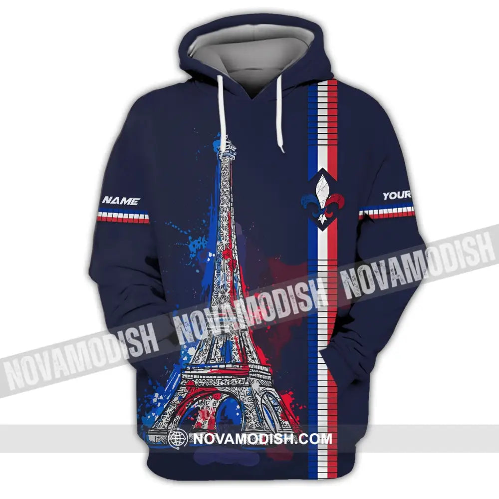 Unisex Shirt - Custom Name Shirt - Eiffel Tower France Color Shirt Hoodie / S T-shirt