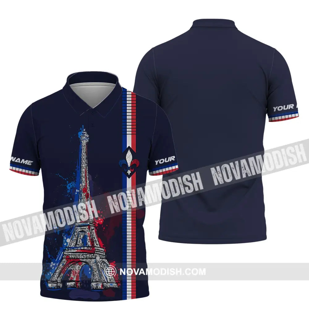 Unisex Shirt - Custom Name Shirt - Eiffel Tower France Color Shirt Polo Shirt / S T-shirt