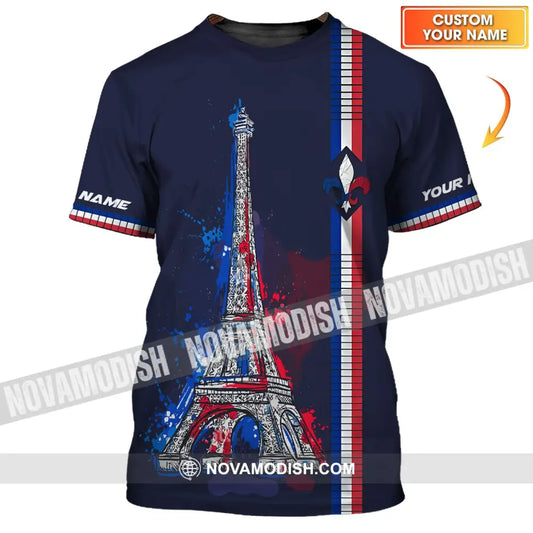 Unisex Shirt - Custom Name Shirt - Eiffel Tower France Color Shirt T-shirt