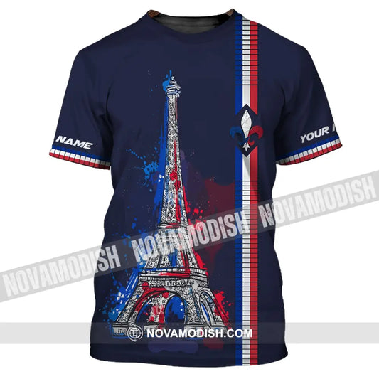 Unisex Shirt - Custom Name Shirt - Eiffel Tower France Color Shirt T-Shirt / S T-shirt