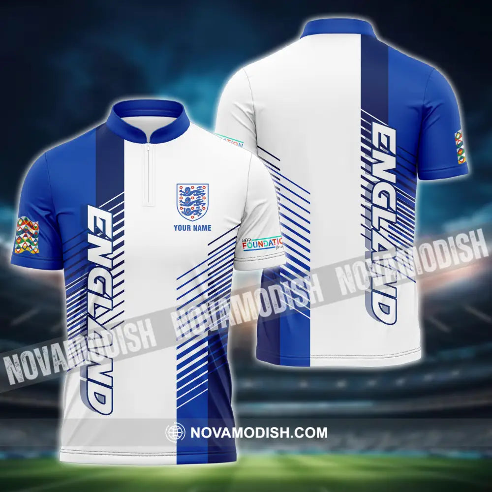 Unisex Shirt - Custom Name England Euro 2024 Shirt Zipper Polo Shirt / S T-shirt