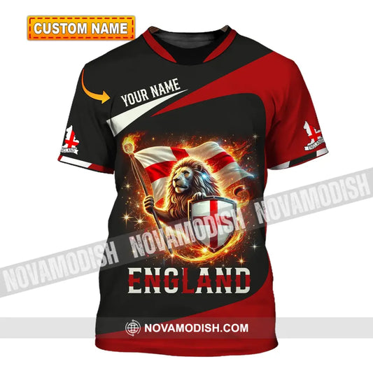 Unisex Shirt - Custom Name England Fire Lion T-Shirt