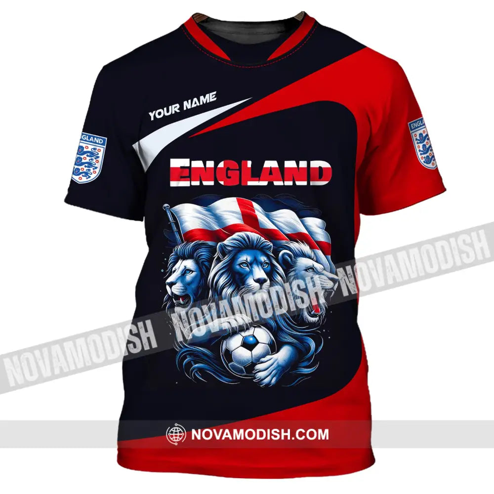 Unisex Shirt Custom Name England Football Polo Long Sleeve Soccer Lover T-Shirt / S