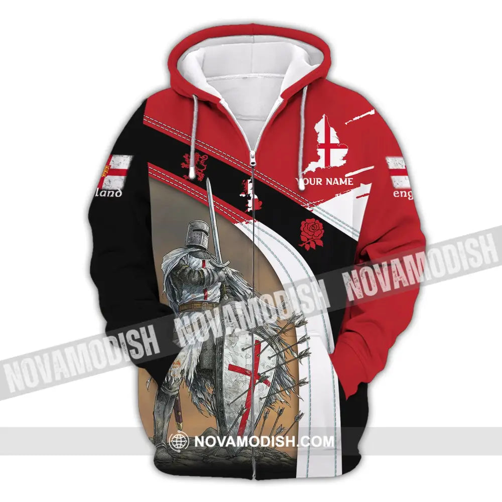 Unisex Shirt Custom Name England Knight English Hoodie Gift For Zipper / S T-Shirt