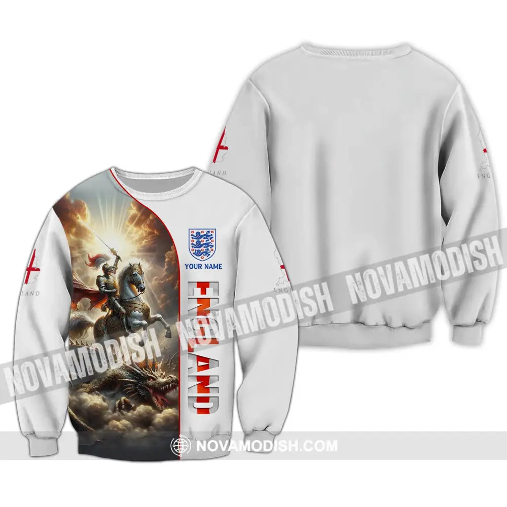 Unisex Shirt Custom Name England Knight Gift For English Long Sleeve / S T-Shirt