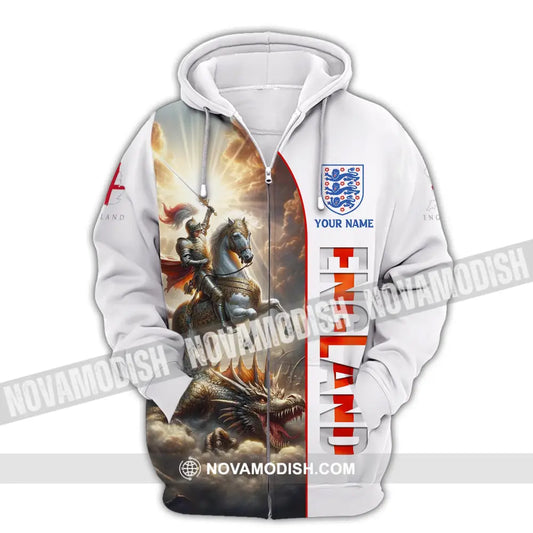 Unisex Shirt Custom Name England Knight Gift For English Zipper Hoodie / S T-Shirt