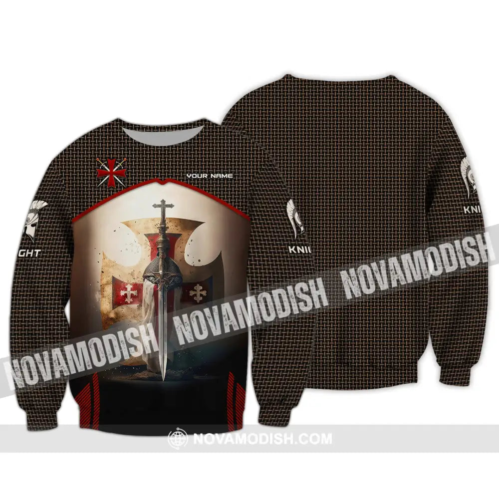 Unisex Shirt Custom Name England Knight Polo T-Shirt Long Sleeve / S
