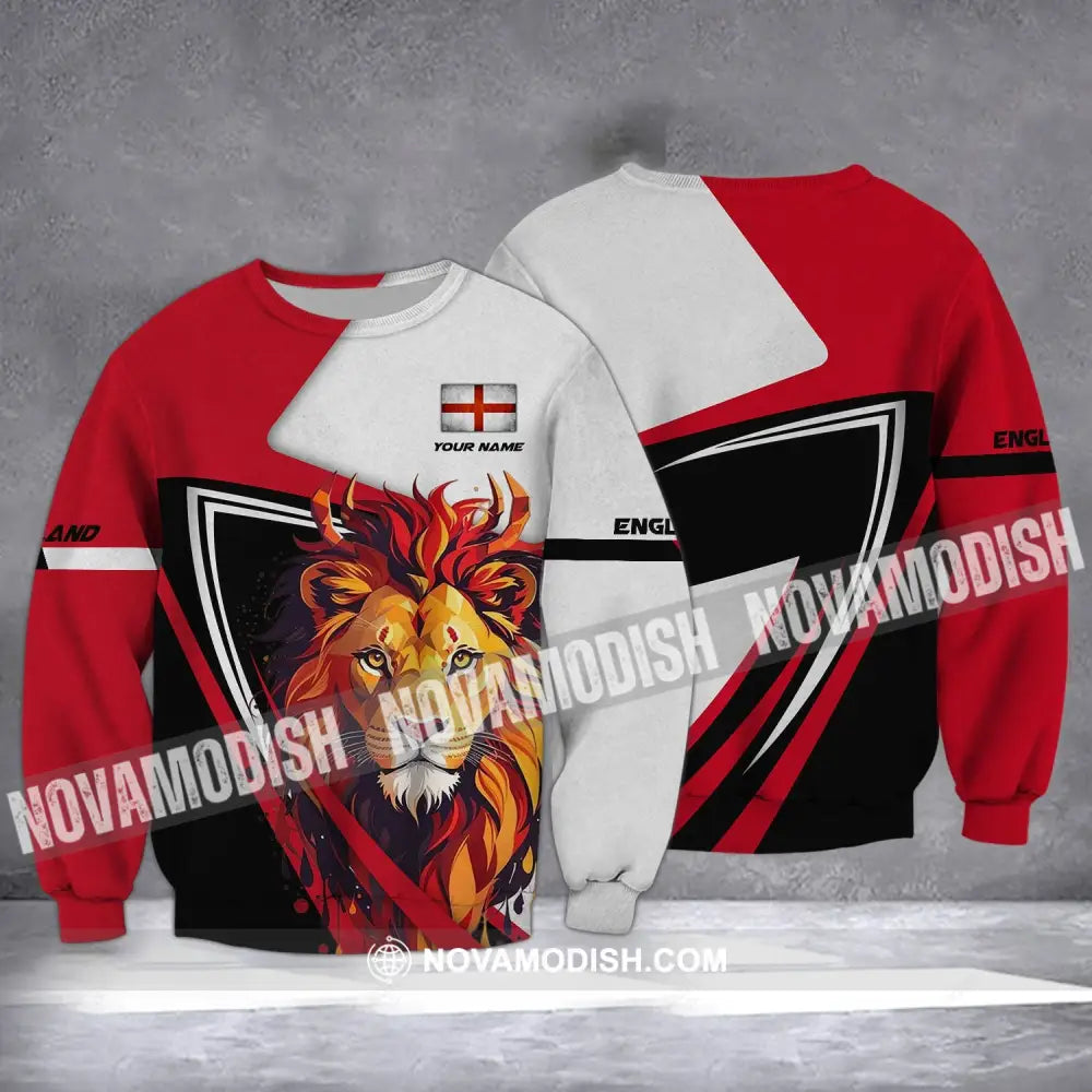Unisex Shirt - Custom Name Shirt - England Lion Name Clothing Long Sleeve / S T-shirt
