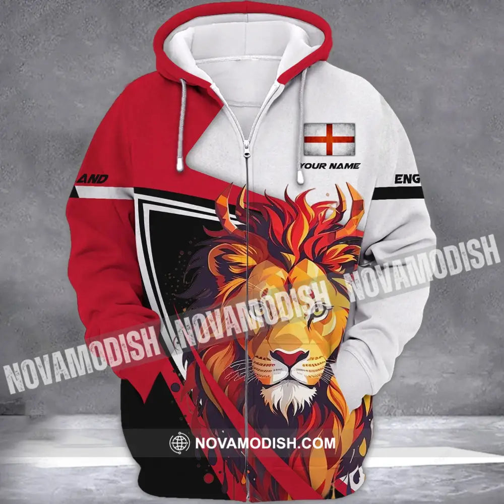 Unisex Shirt - Custom Name Shirt - England Lion Name Clothing Zipper Hoodie / S T-shirt