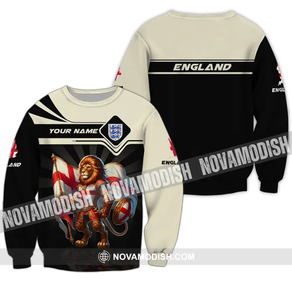 Unisex Shirt - Custom Name England Lion Standing Shirt Long Sleeve / S T-shirt