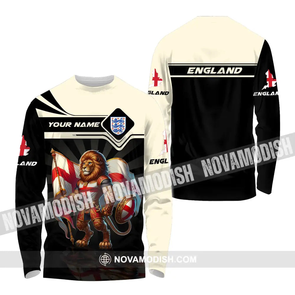 Unisex Shirt - Custom Name England Lion Standing Shirt Long Sleeve Shirt / S T-shirt