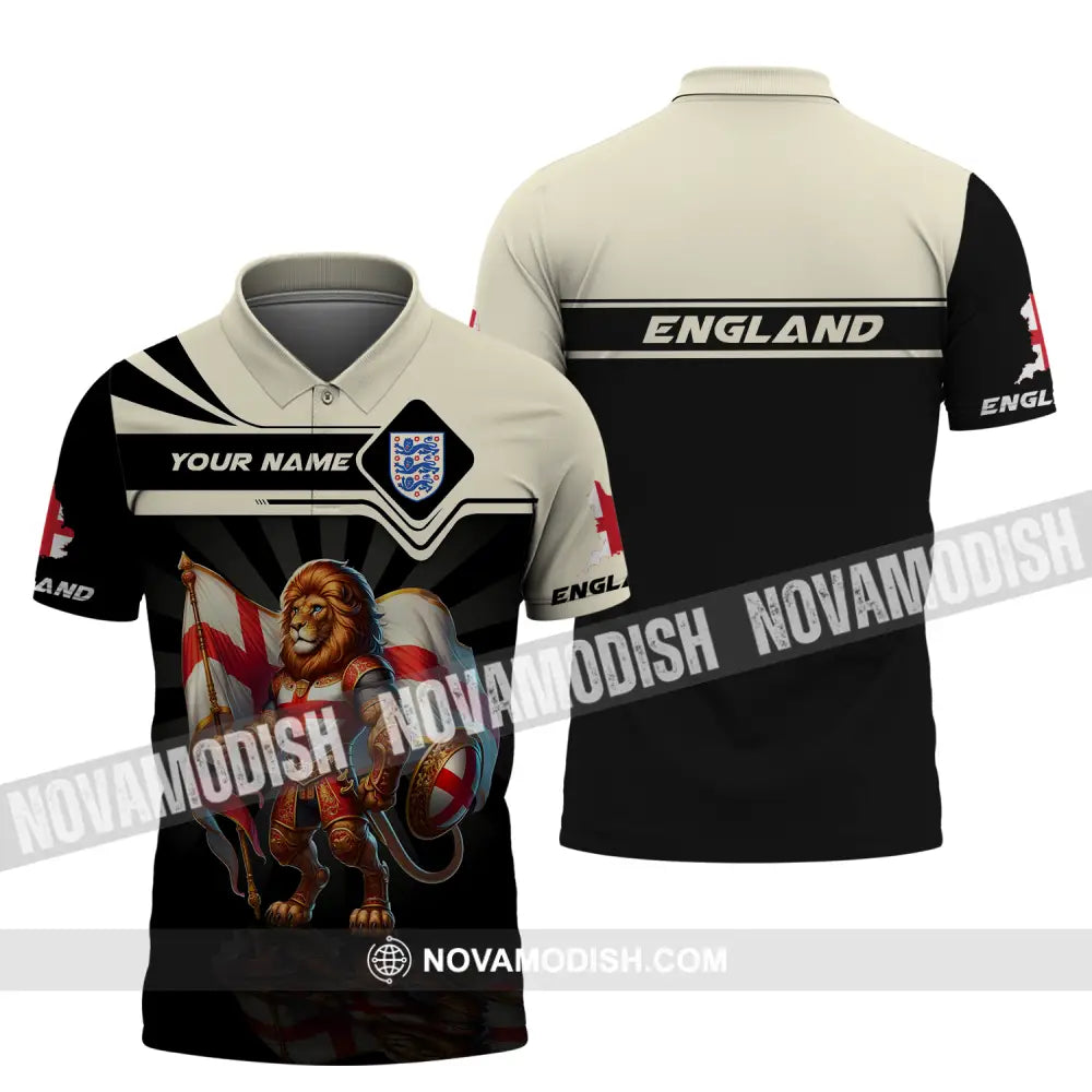 Unisex Shirt - Custom Name England Lion Standing Shirt Polo Shirt / S T-shirt