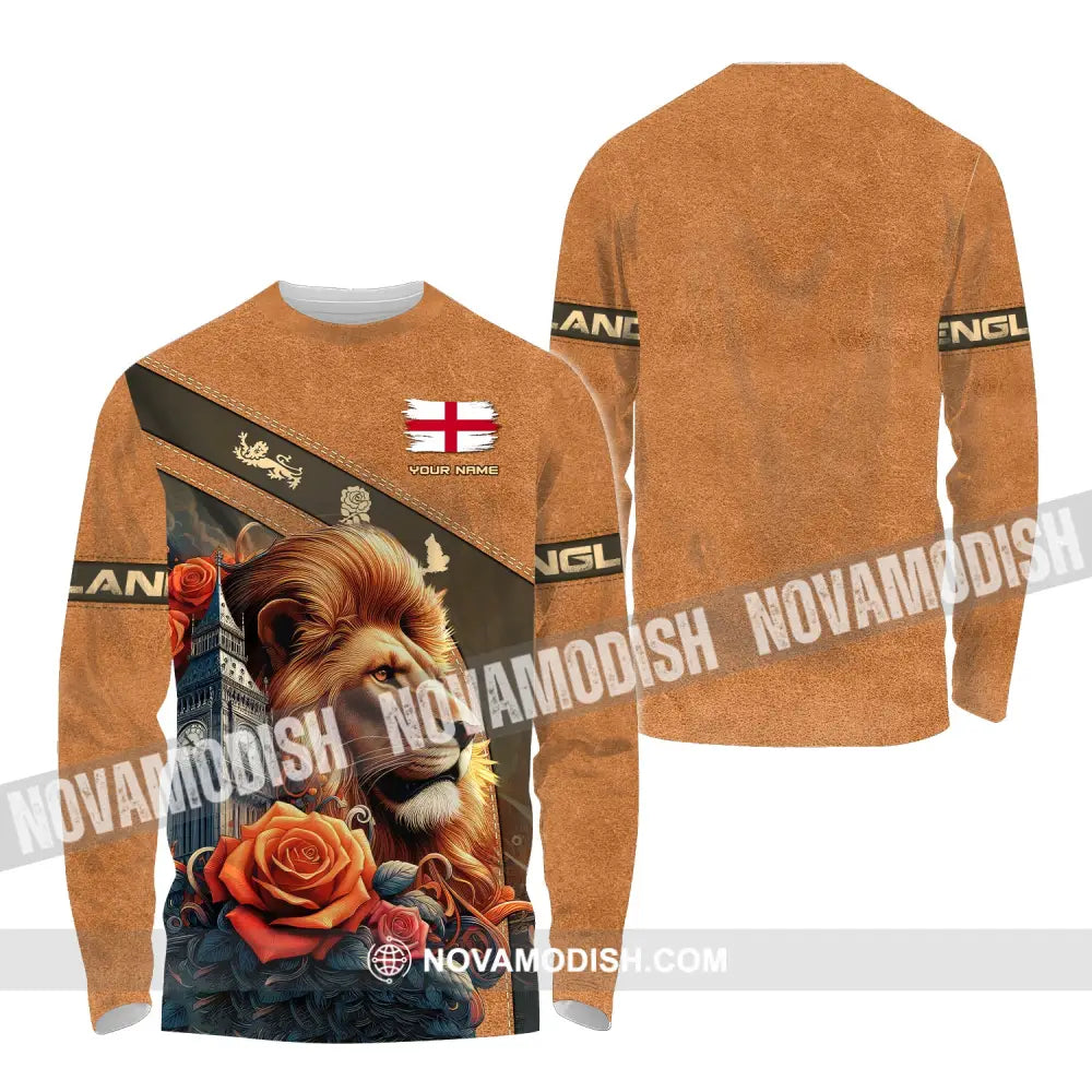 Unisex Shirt Custom Name England Love Polo Long Sleeve English / S T-Shirt