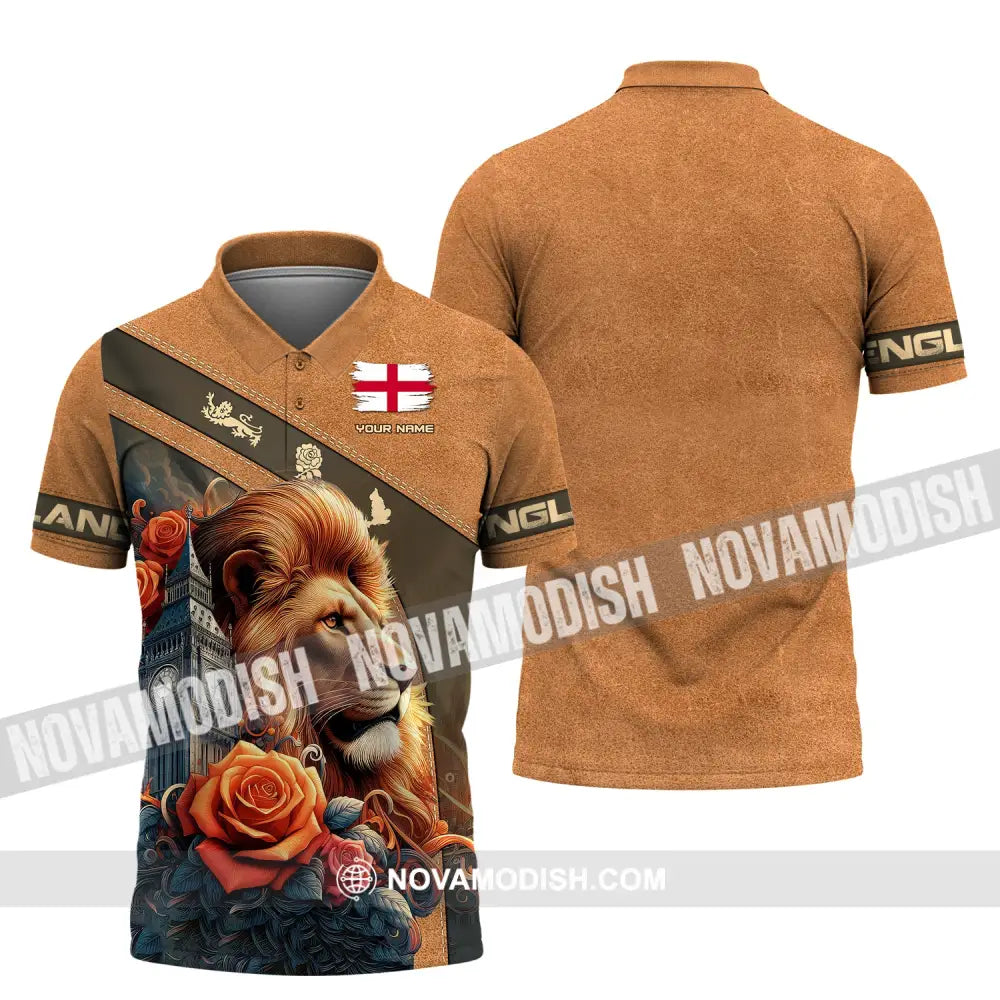 Unisex Shirt Custom Name England Love Polo Long Sleeve English / S T-Shirt