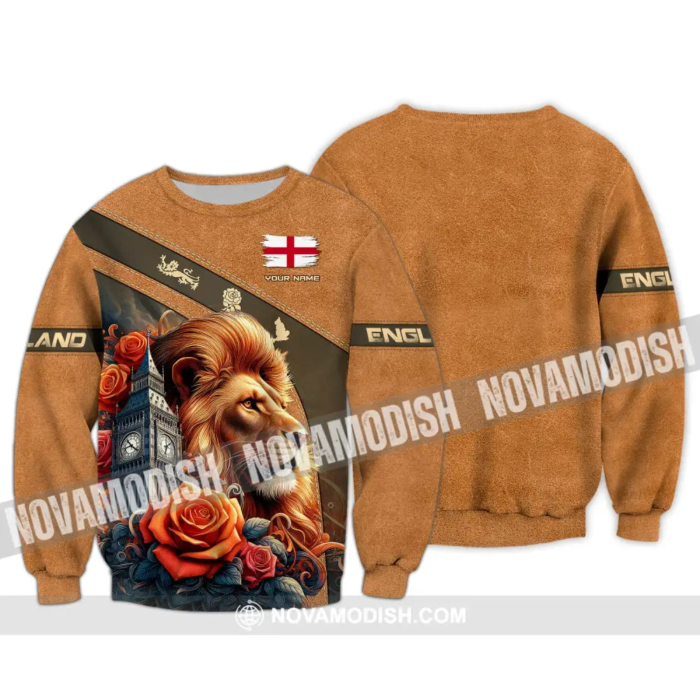 Unisex Shirt Custom Name England Love Polo Long Sleeve English / S T-Shirt